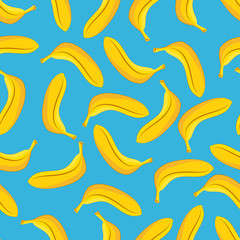 Obraz premium Banana seamless pattern blue background