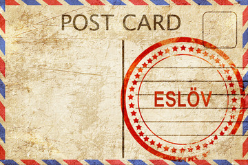 Eslov, vintage postcard with a rough rubber stamp