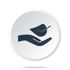 Black Leaf In Hand icon on white web button
