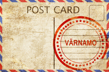 Varnamo, vintage postcard with a rough rubber stamp