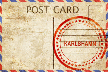 Karlshamn, vintage postcard with a rough rubber stamp