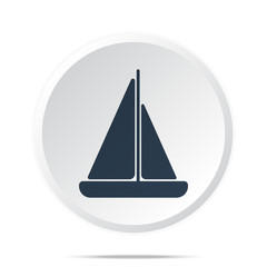 Black Sailboat icon on white web button