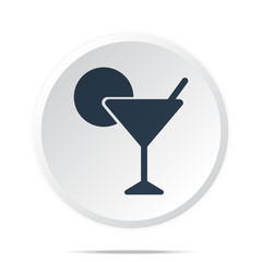 Black Cocktail icon on white web button
