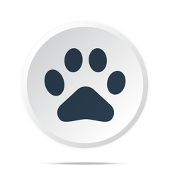 Black Paw Print icon on white web button