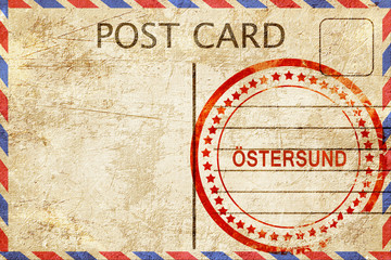 Ostersund, vintage postcard with a rough rubber stamp