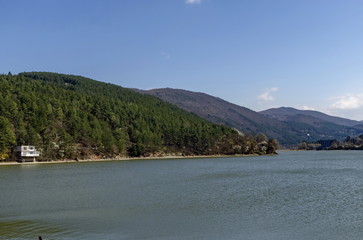 Look toward environment of picturesque  dam and Lozen mountain, Pancharevo, Bulgaria  