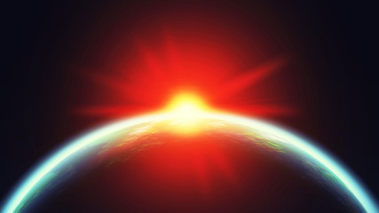 Earth and sun in space