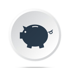 Black Piggy Bank icon on white web button