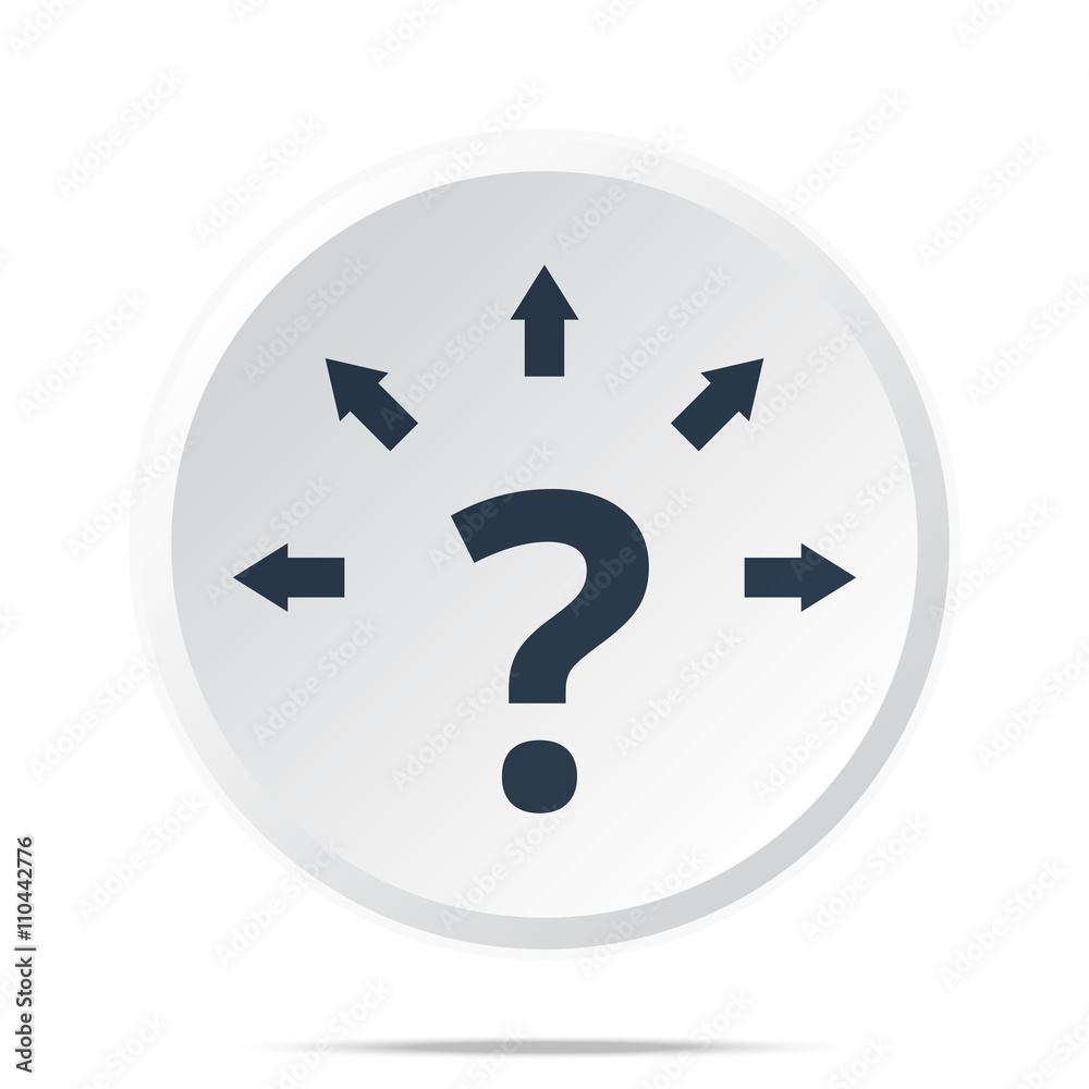 Wall mural black question mark arrows icon on white web button