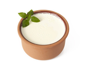 Turkish yogurt on white background