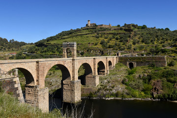 Fototapeta premium Roman bridge over the Tajo river in Alcantara,Caceres province,Spain