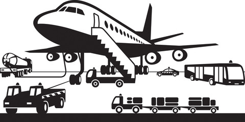 Airport support vehicles - vector illustration