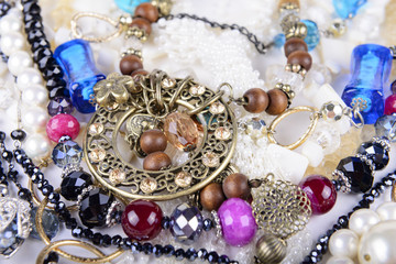 women's jewelry, beads and necklace background