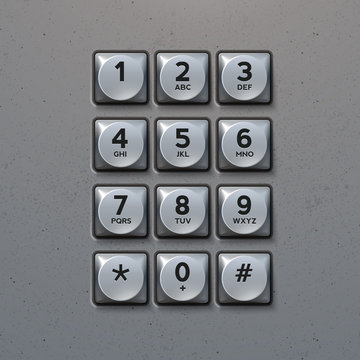 Vector Metal Keypad. Phone keypad buttons template