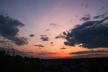 Fototapeta premium beautiful evening sky at sunset in the country