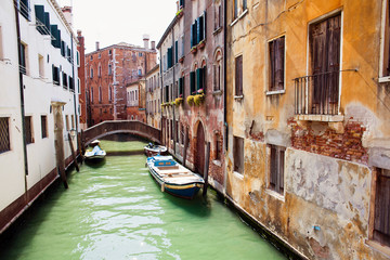 Fototapeta na wymiar Venice, Italy, GranVenice, Italy,Scenic canal with gondola and h
