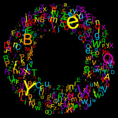 Round background with letters.