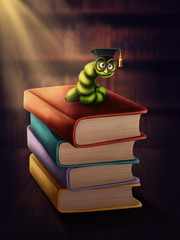 Bookworm with glasses