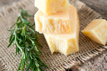 parmesan chees on wooden surface