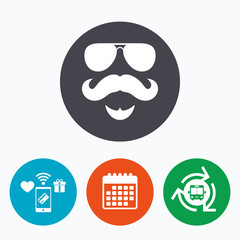 Mustache and Glasses sign icon. Hipster symbol.
