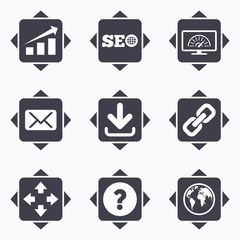 Internet, seo icons. Bandwidth speed sign.
