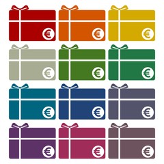 Shopping gift card icons set 