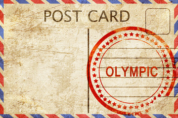 Olympic, vintage postcard with a rough rubber stamp