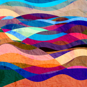 Watercolor background with waves
