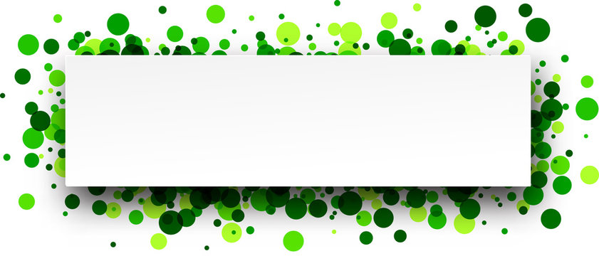 Banner With Green Confetti.