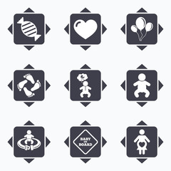 Pregnancy, maternity and baby care icons.