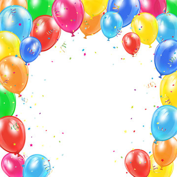 Frame from birthday balloons on white background