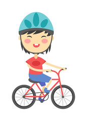 Fototapeta premium Girl on bike vector illustration.