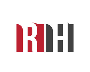 RH red square letter logo for hotel, health, house, home, hall