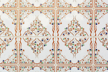 Wall and Tiled background with oriental ornaments