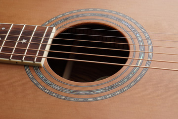 Obraz premium Detail of acoustic Classic Wood Guitar