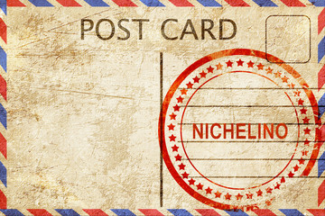 nichelino, vintage postcard with a rough rubber stamp