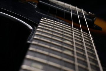 Guitar fingerboard close up