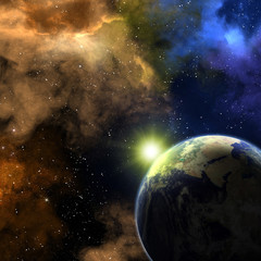 Obraz na płótnie Canvas Earth and nebulas