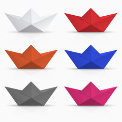 vector modern origami boat set on white