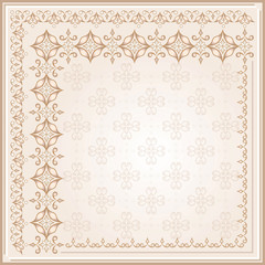 Decorative gold frame on a light beige.