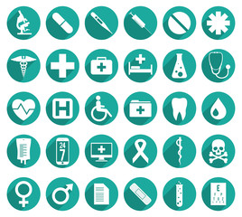 Set of icons on a medical theme. Vector illustration.