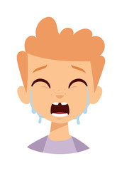 Crying boy vector illustration.