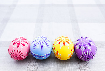 Easter eggs on a table. 