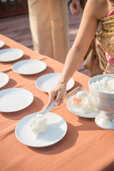 give alms to a Buddhist monk.