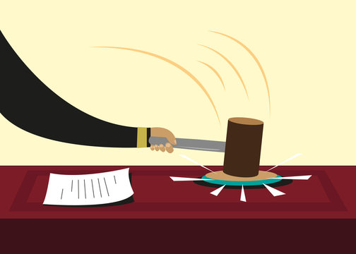 Gavel or hammer used in courts or political sessions. Editable Clip Art.
