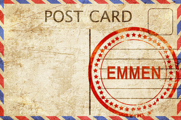 Emmen, vintage postcard with a rough rubber stamp