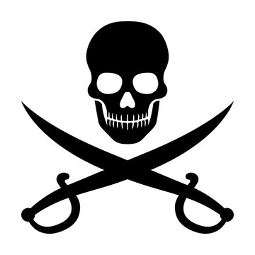 Pirate / piracy with skull and crossed swords flat icon for apps and websites
