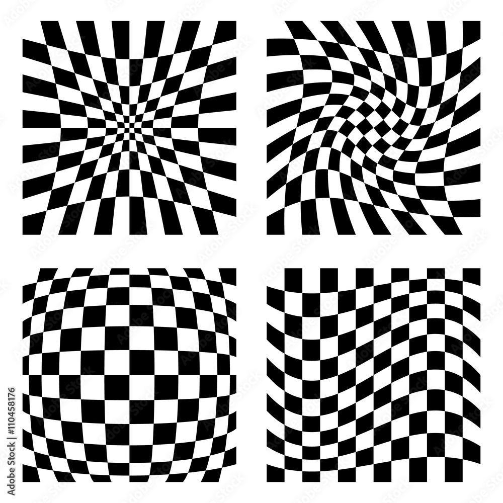Fototapete Set of 4 elements with different distortions, squares with defor