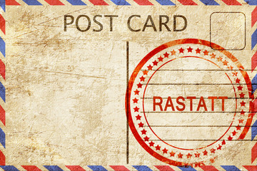 Rastatt, vintage postcard with a rough rubber stamp