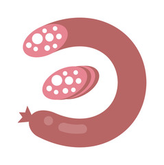 Smoked salami sausage isolated vector.